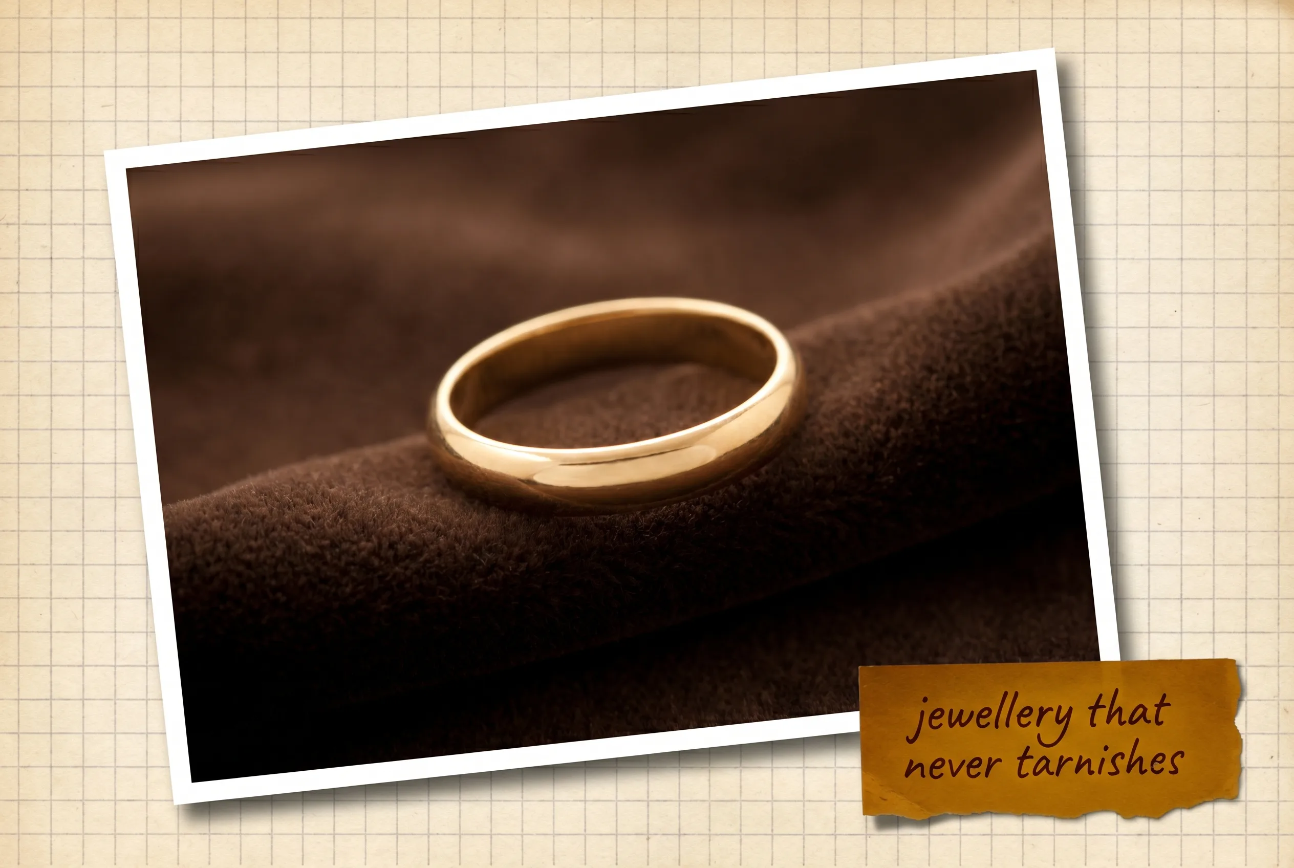 A single plain polished gold wedding ring resting on dark cloth.
