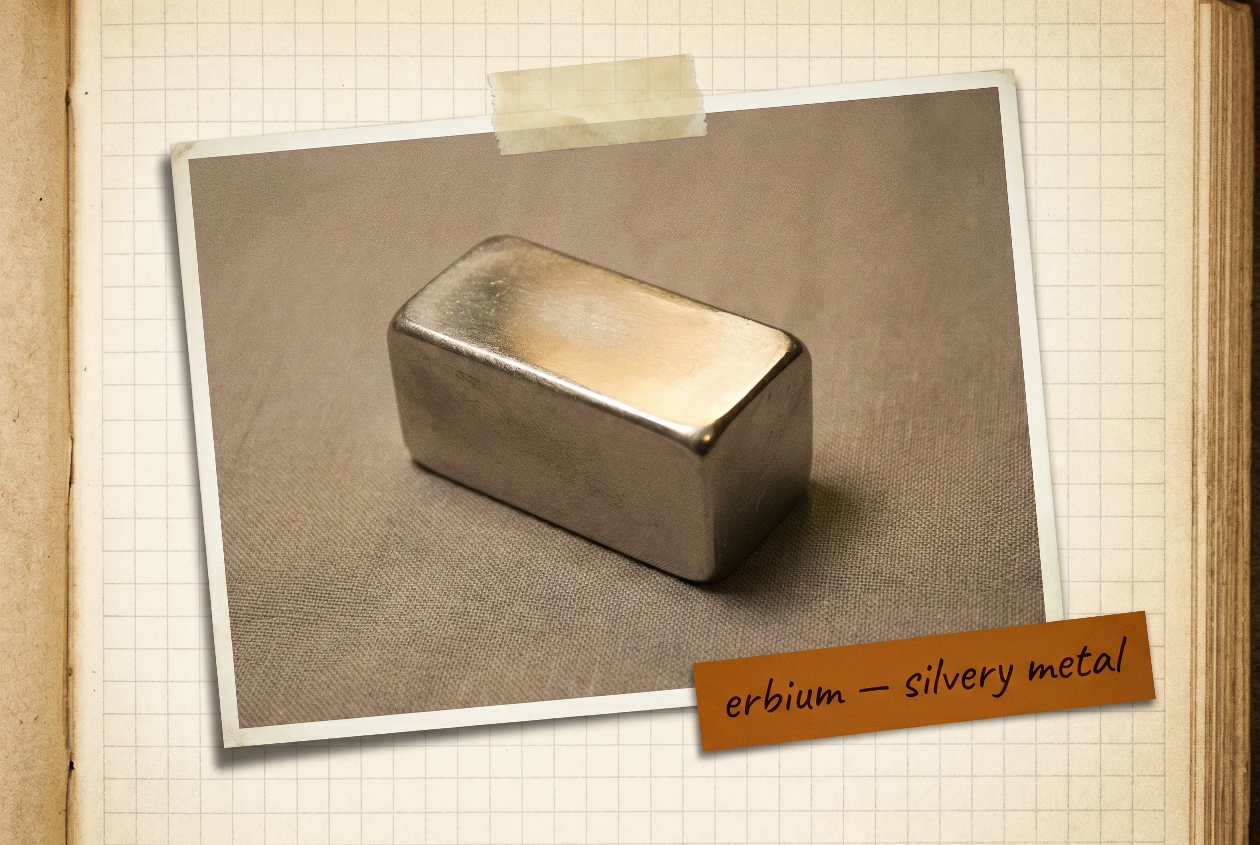 Silvery metal ingot with a soft polished luster on a neutral cloth.