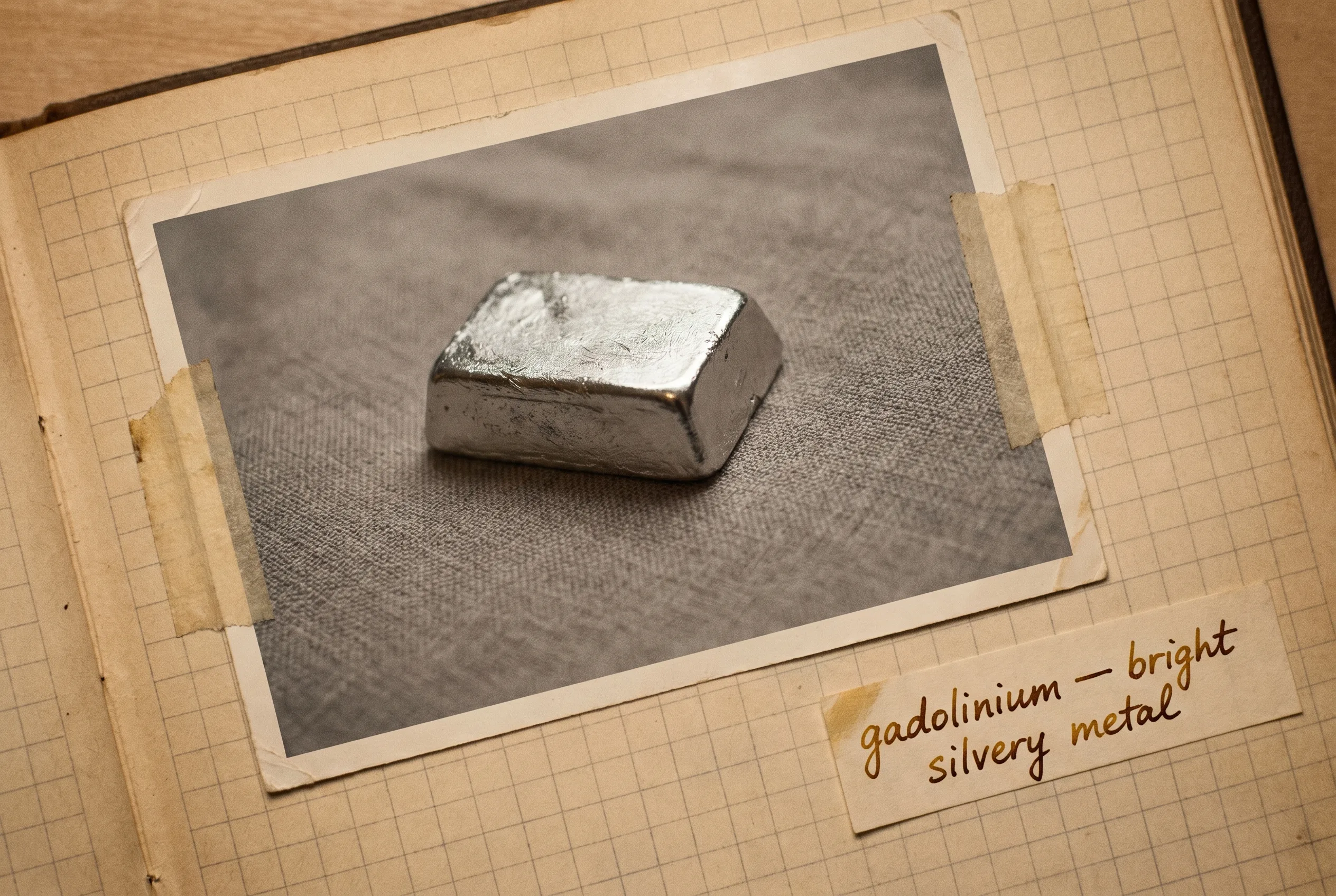 Small bright silvery metal ingot with a clean luster on gray cloth.