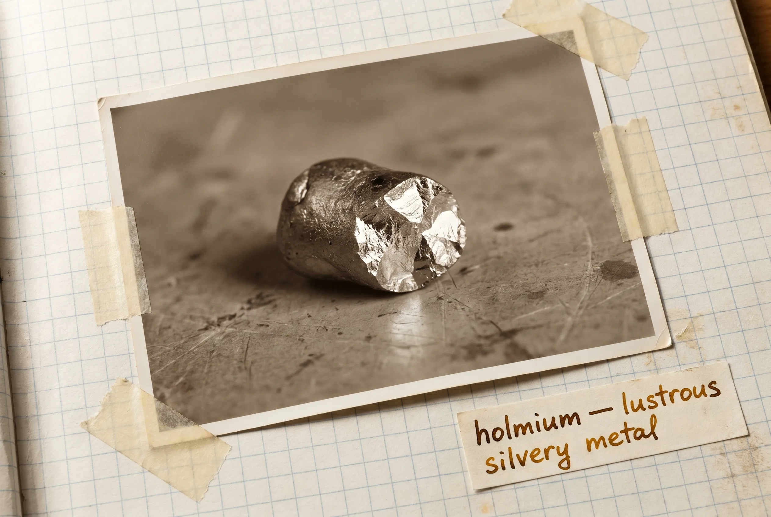 Small lustrous silvery metal lump with a freshly broken bright face.