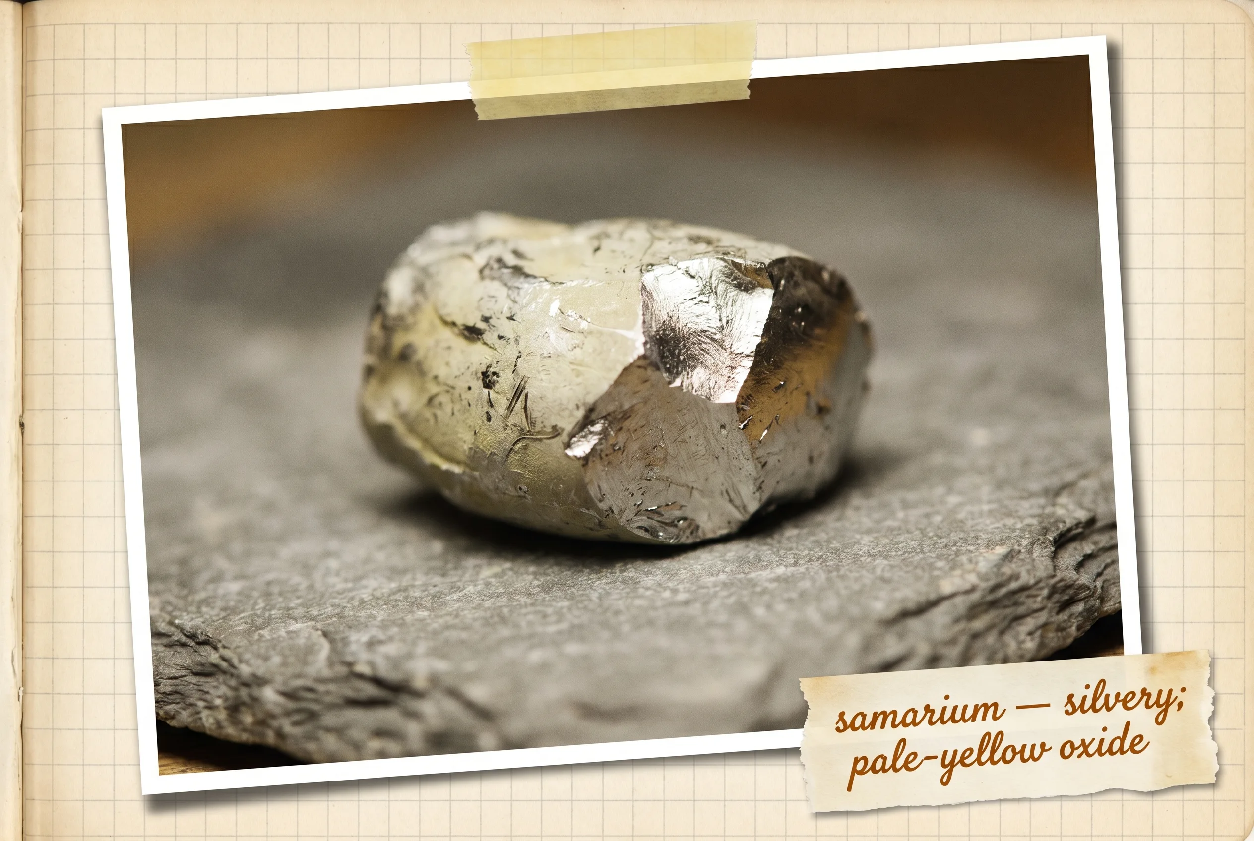 Irregular silvery metal lump with one bright broken facet and a duller yellowish surface.